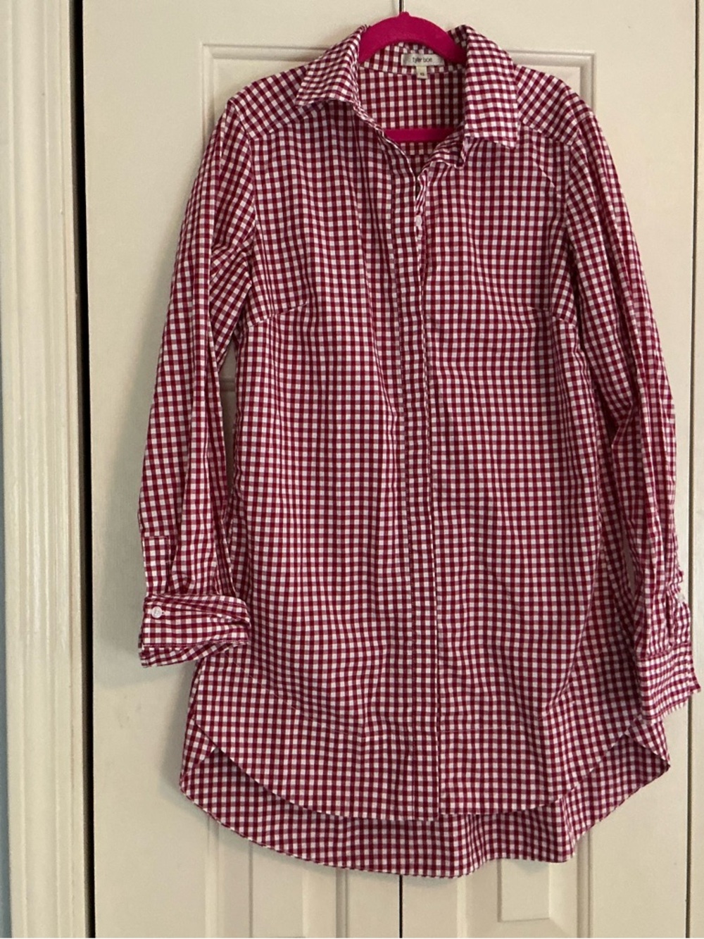 Tyler Boe Red and White Geometric Blouse